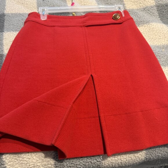 Tory Burch X Bergdorf Goodman Coral/Orange Brown Linen Pleated Mini - Picture 2 of 12